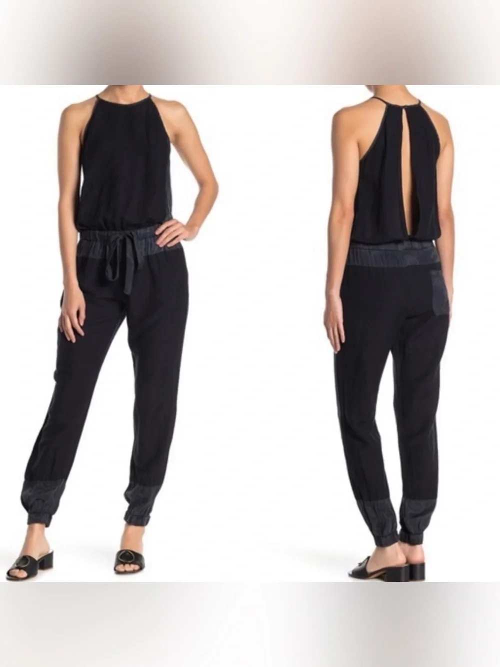 YFB by Young Fabulous & Broke Diego Linen Blend Black Jumpsuit Size Medium
